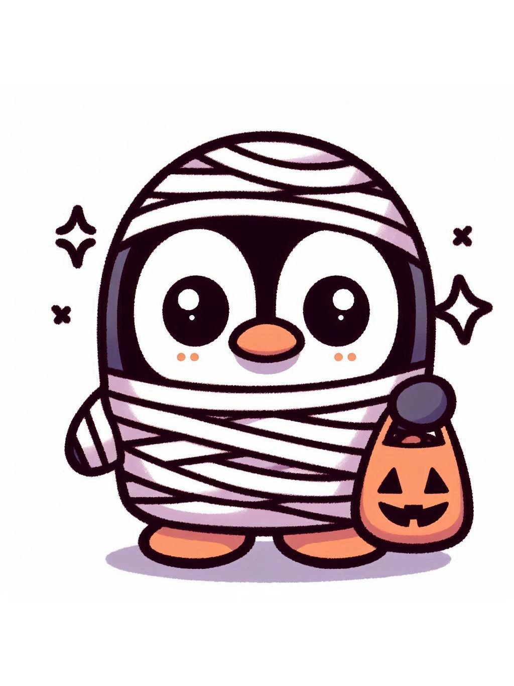 halloween cute animals drawings, Mummy Penguin's Spooky Night Out